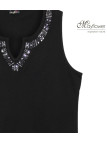 Débardeur femme MAYFLOWER REFAT - Coton Noir & Strass