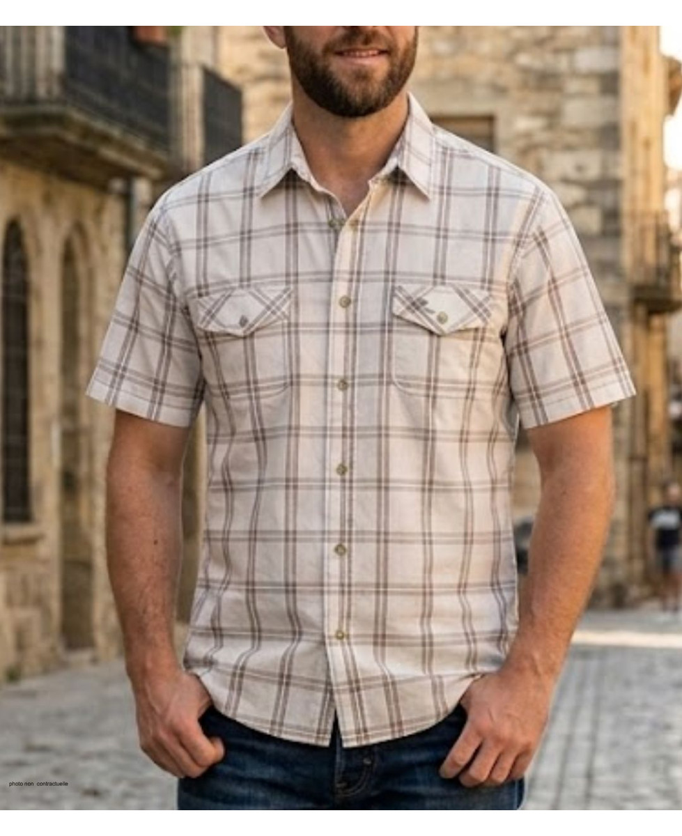Chemise manches courtes pour homme WINCHESTER modèle TACCOE en coton imprimé avec poche poitrine.