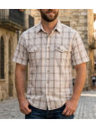 Chemise manches courtes pour homme WINCHESTER modèle TACCOE en coton imprimé avec poche poitrine.