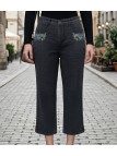 Pantacourt femme MAYFLOWER modèle SE1103 coloris bleu stone washed en tissu extensible.