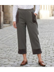 Pantacourt Bi-Matière Gris Femme Stretch