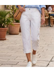 Pantacourt femme AXONE modèle SE1032 coloris blanc pur 010 avec surpiqûres décoratives.