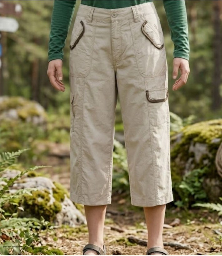 Pantacourt femme OGALO modèle SE1261 en toile 100% coton coloris beige.
