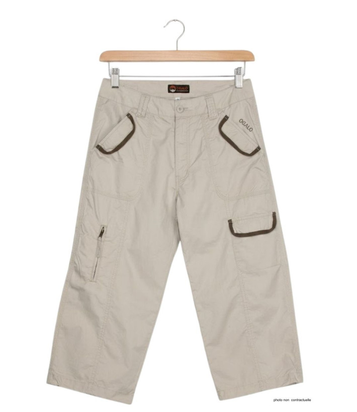 OGALO SE1261 : Pantacourt Femme Beige 100% Coton