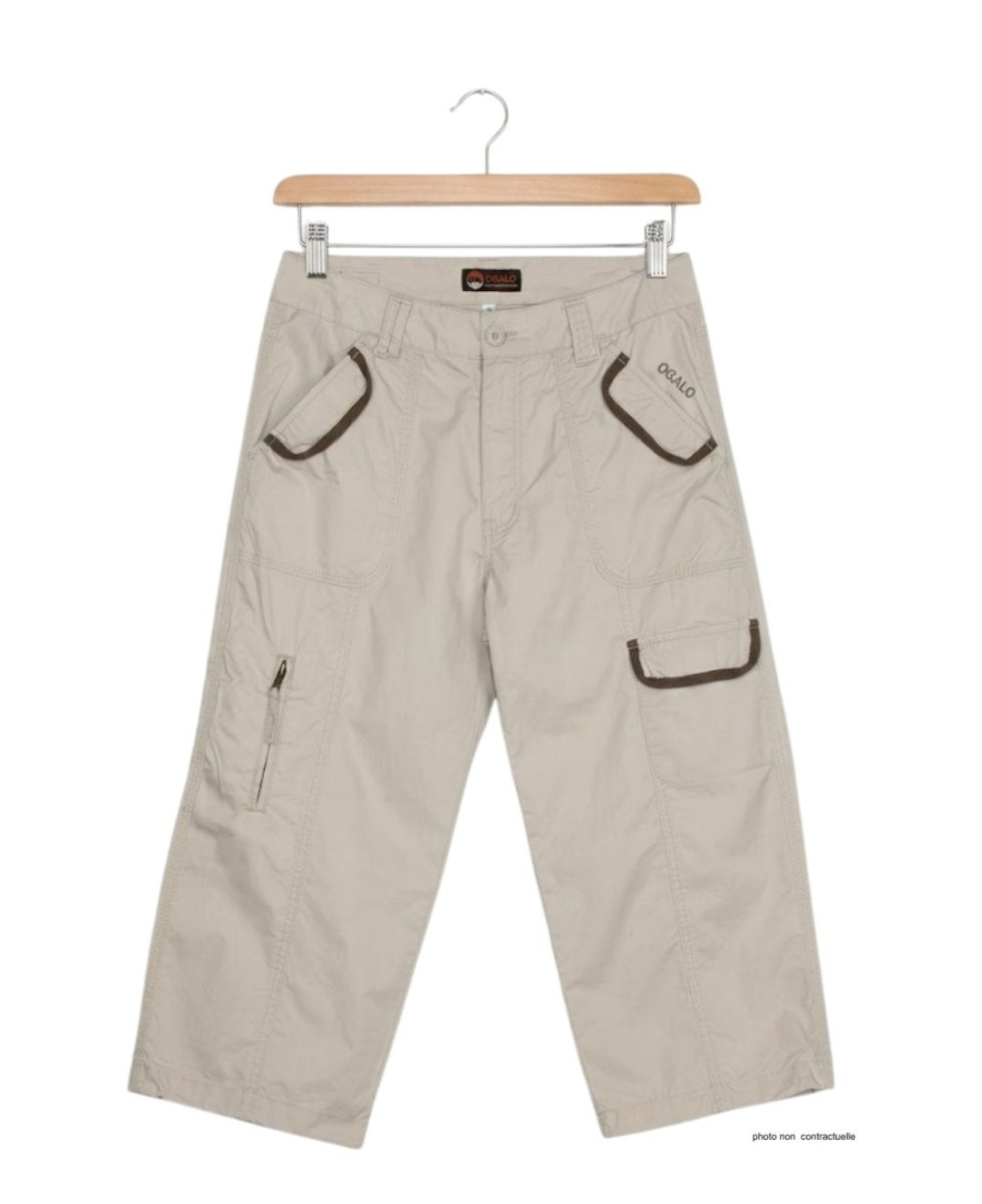 OGALO SE1261 : Pantacourt Femme Beige 100% Coton