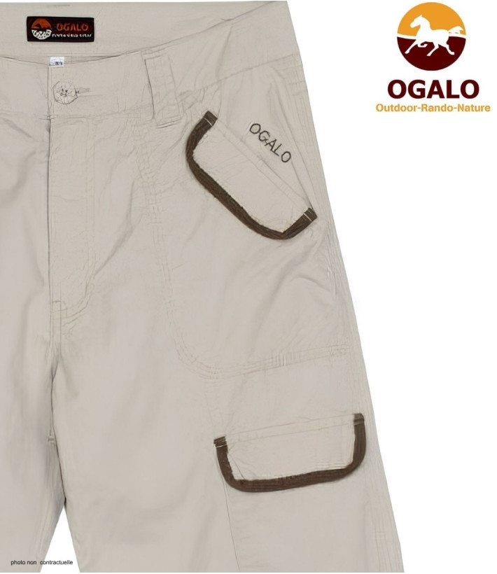 OGALO SE1261 : Pantacourt Femme Beige 100% Coton