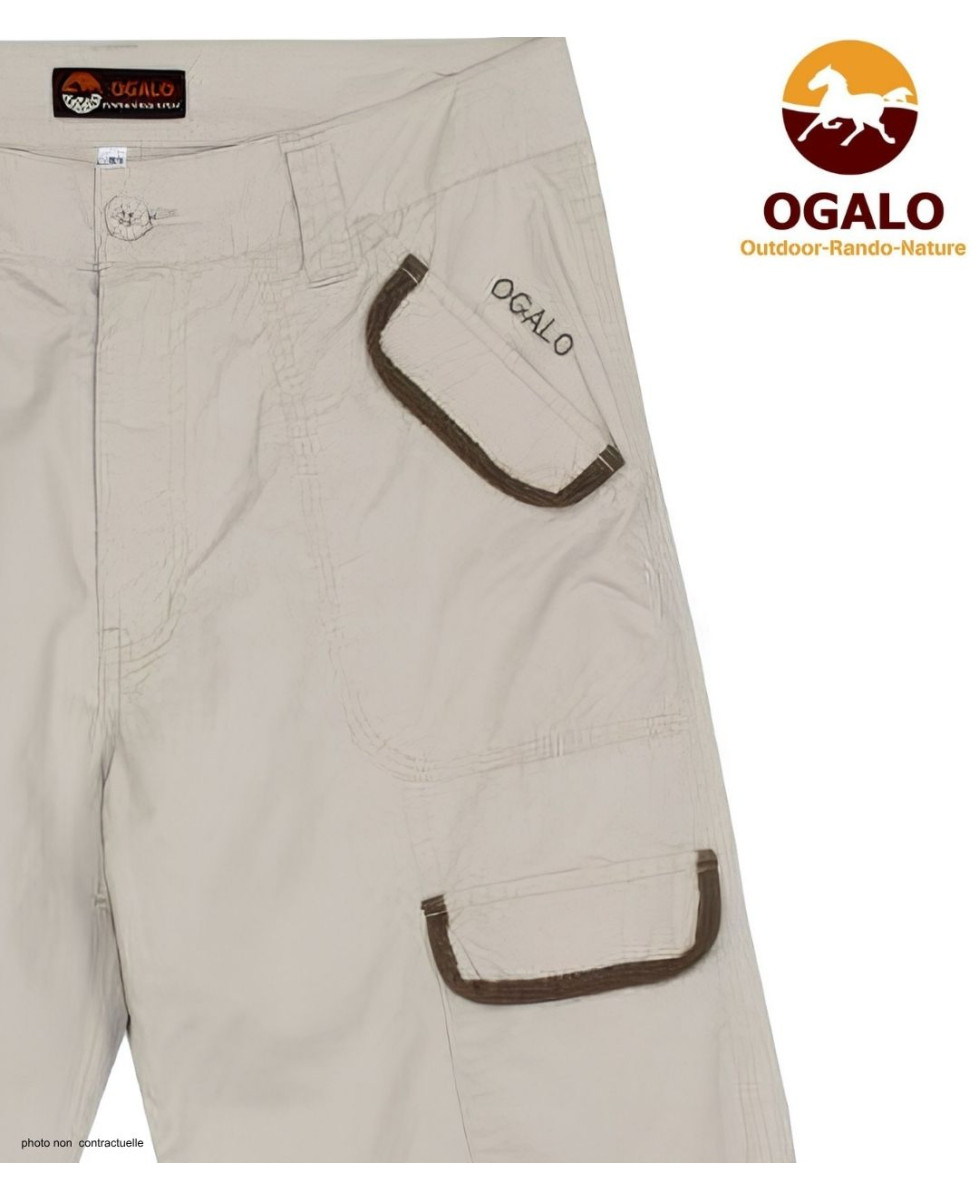 OGALO SE1261 : Pantacourt Femme Beige 100% Coton