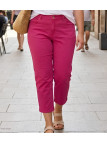 Pantacourt femme grandes tailles AXONE modèle BALAC3G coloris orange goyave en coton stretch.