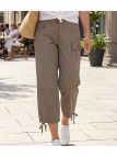 Pantacourt détente femme MAYFLOWER modèle ECLAT2T coloris taupe 100% coton avec poche jambe.