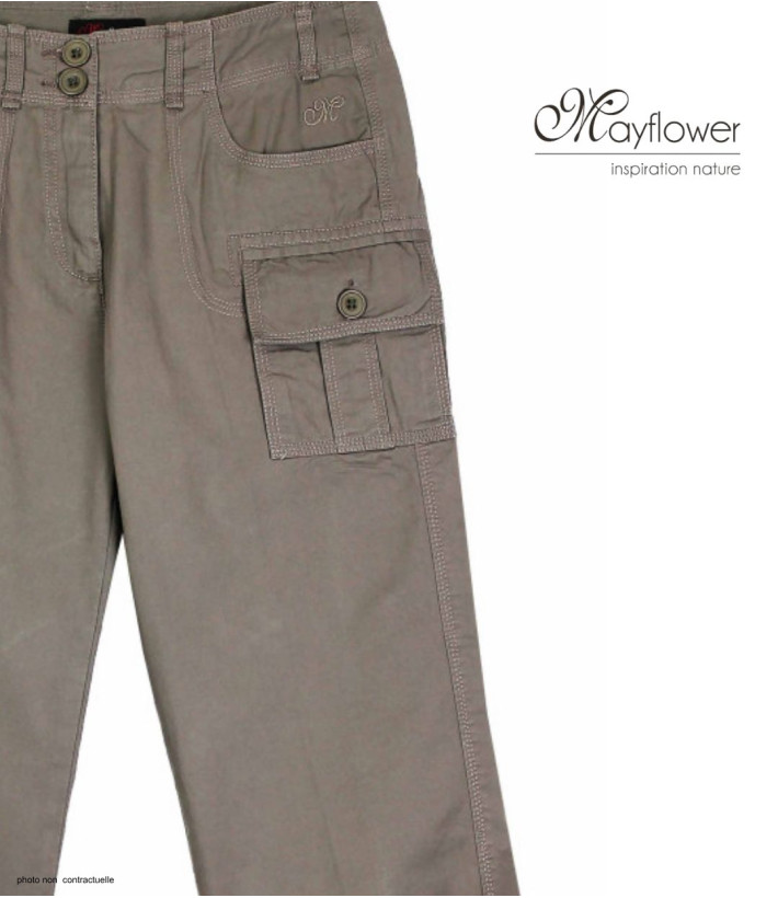 MAYFLOWER ECLAT2T - Pantacourt Détente 100% Coton Taupe
