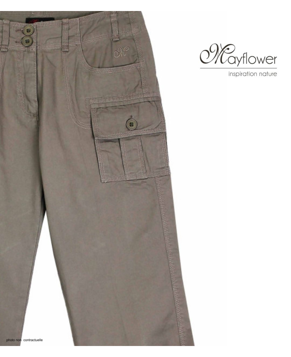 MAYFLOWER ECLAT2T - Pantacourt Détente 100% Coton Taupe