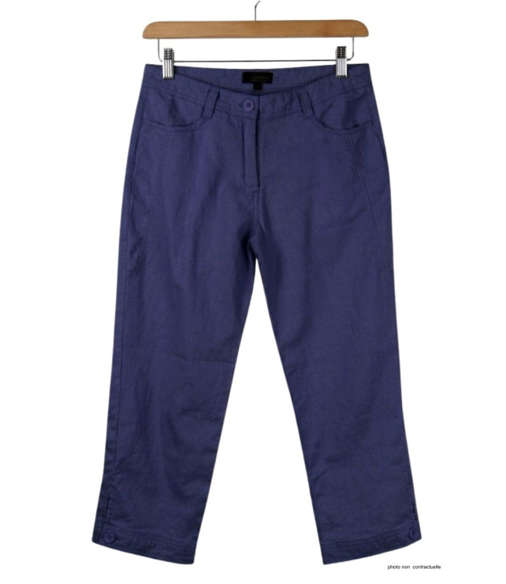 MAYFLOWER MAJORCA2 - Pantacourt 100% Lin Bleu Indigo