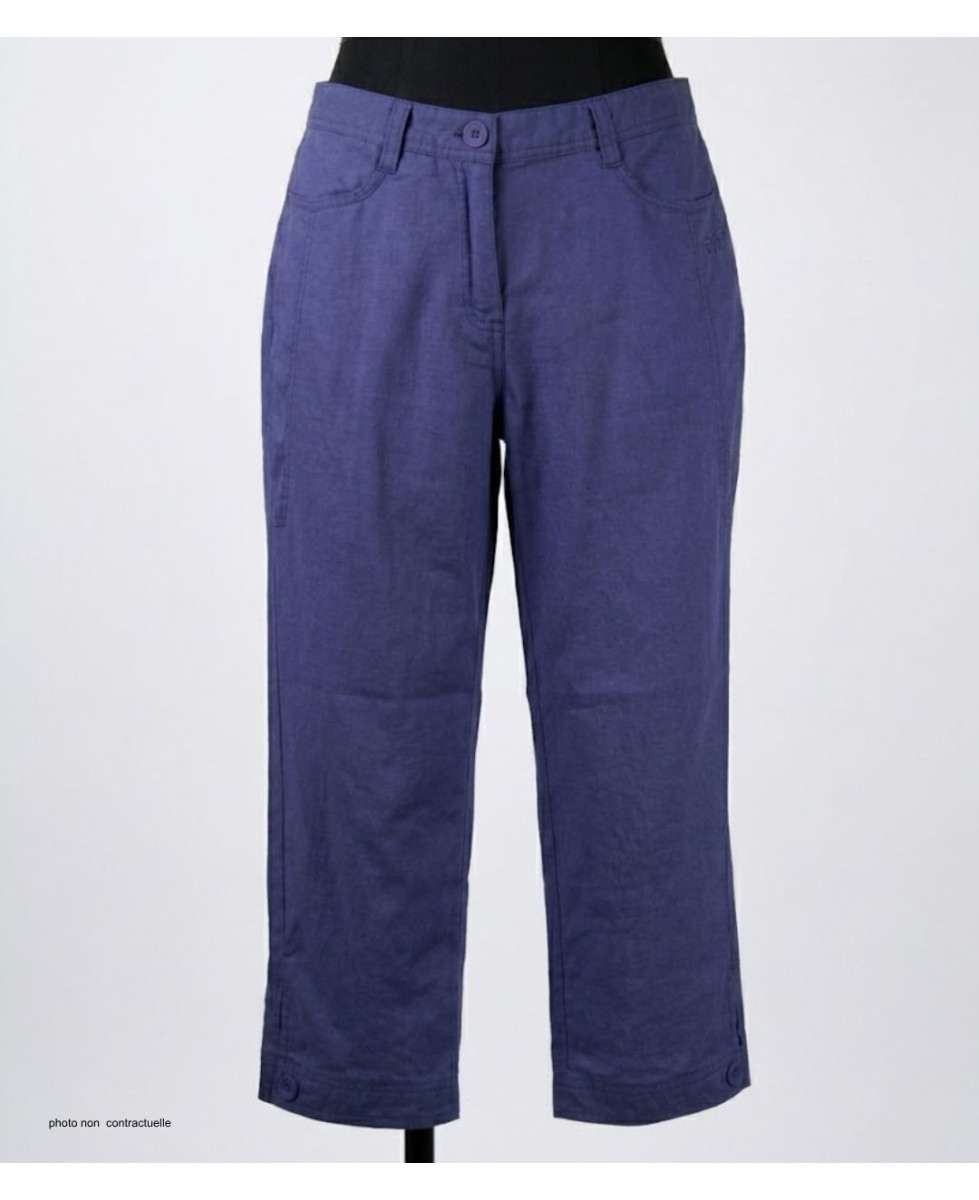 MAYFLOWER MAJORCA2 - Pantacourt 100% Lin Bleu Indigo