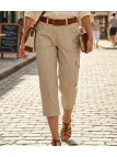 Pantacourt femme MAYFLOWER modèle MANDICA1 coloris beige en 100% coton avec poches zippées et boutonnées.