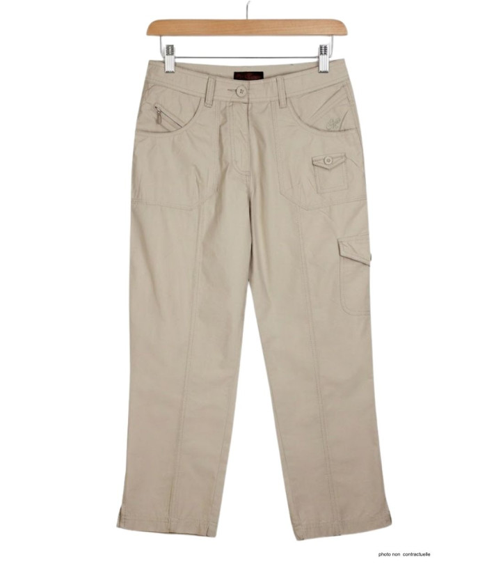 MAYFLOWER MANDICA1 - Pantacourt 100% Coton Beige Multi-poches