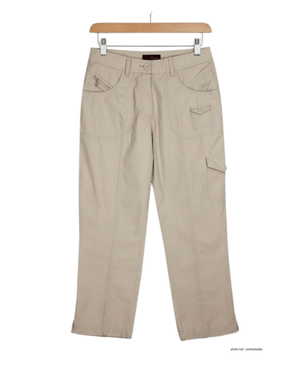 MAYFLOWER MANDICA1 - Pantacourt 100% Coton Beige Multi-poches