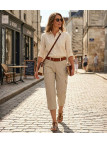 MAYFLOWER MANDICA1 - Pantacourt 100% Coton Beige Multi-poches