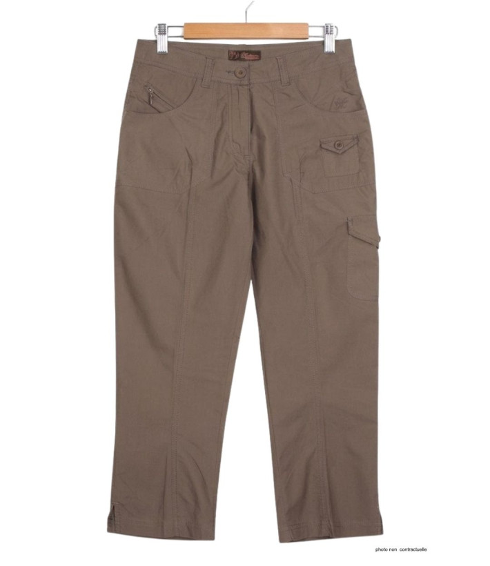 MAYFLOWER MANDICA2 - Pantacourt 100% Coton Marron Noisette