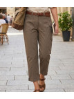Pantacourt femme MAYFLOWER modèle MANDICA2 coloris marron noisette en 100% coton avec poches multiples.