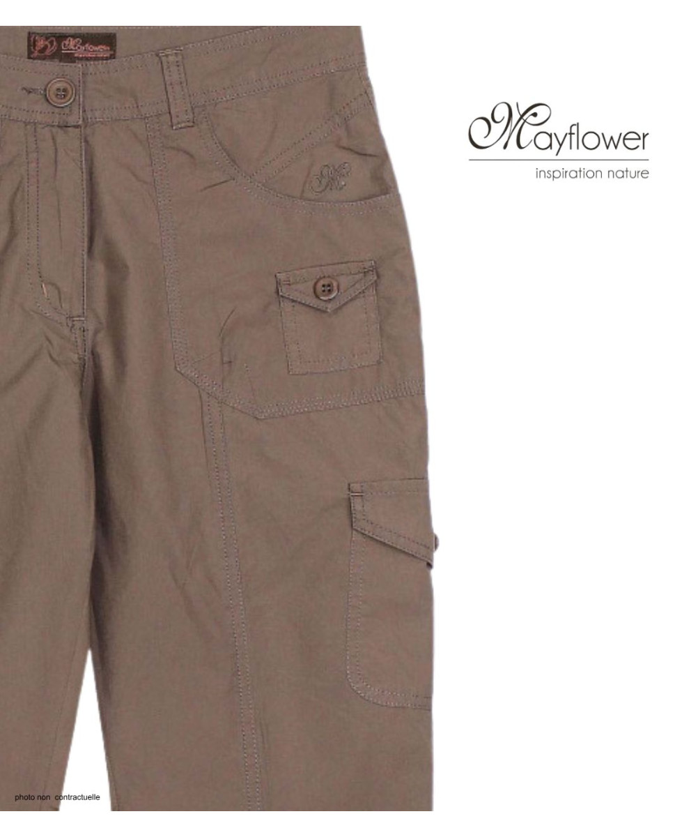 MAYFLOWER MANDICA2 - Pantacourt 100% Coton Marron Noisette