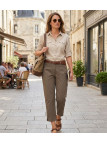 MAYFLOWER MANDICA2 - Pantacourt 100% Coton Marron Noisette
