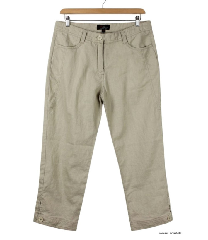 MAYFLOWER MANTA1 - Pantalon 100% Lin Beige Détente