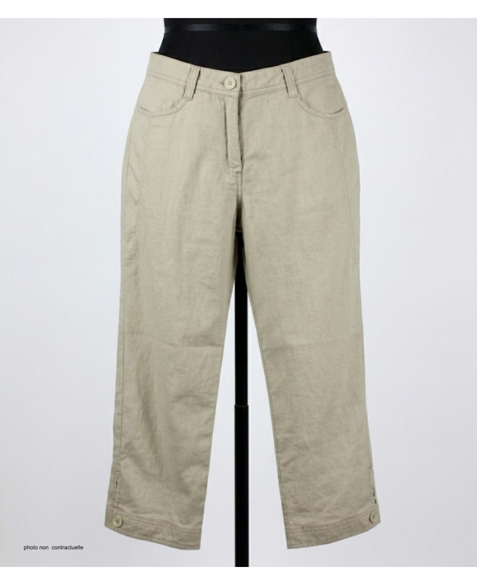 MAYFLOWER MANTA1 - Pantalon 100% Lin Beige Détente