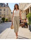 MAYFLOWER MANTA1 - Pantalon 100% Lin Beige Détente