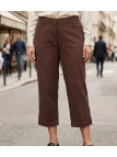 Pantacourt en lin pour femme grandes tailles modèle MARTY2 coloris marron de la marque AXONE.