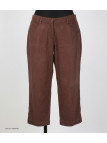 AXONE MARTY2 - Pantacourt Femme Lin Grandes Tailles Marron