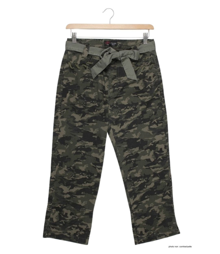 MAYFLOWER MELBA1 - Pantacourt Femme Coton Camouflage Kaki