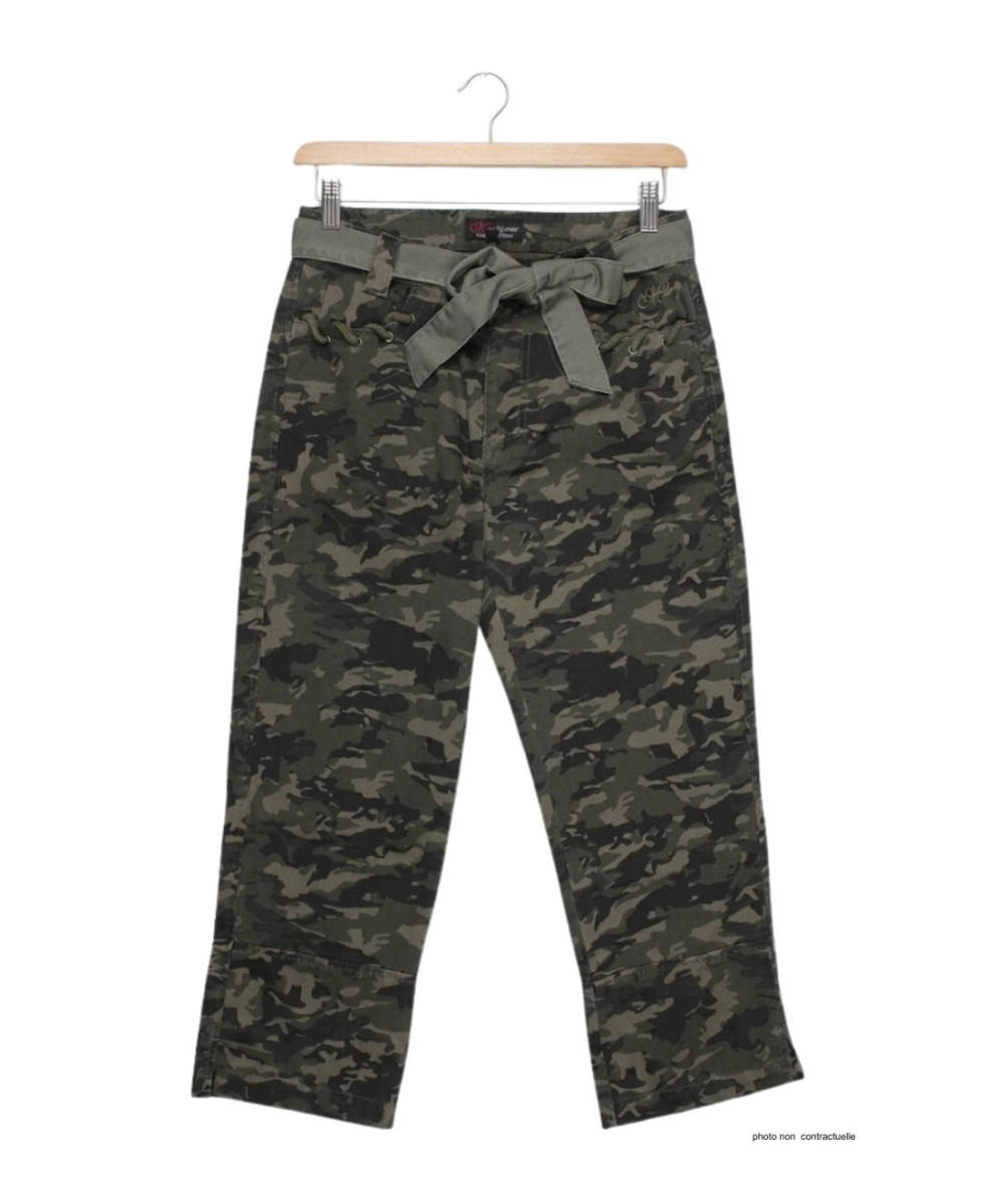 MAYFLOWER MELBA1 - Pantacourt Femme Coton Camouflage Kaki