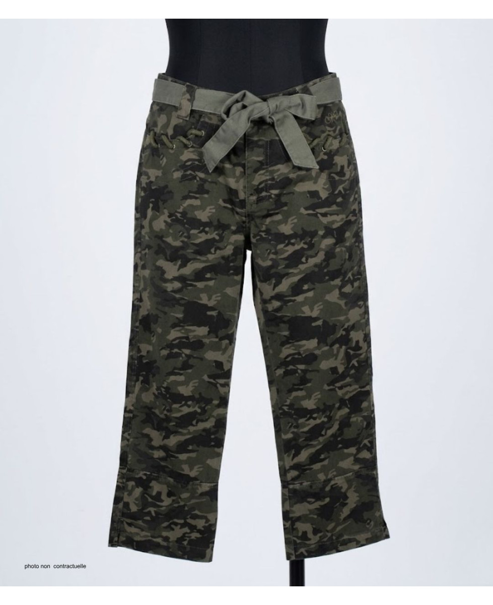 MAYFLOWER MELBA1 - Pantacourt Femme Coton Camouflage Kaki