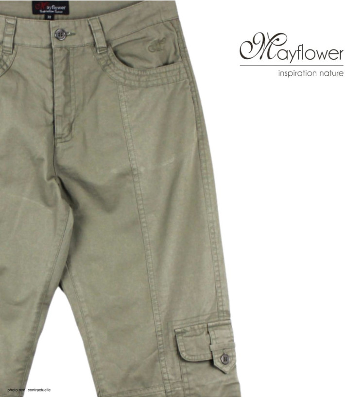 Pantacourt détente Femme MELINDA1 MAYFLOWER Kaki 100% Coton