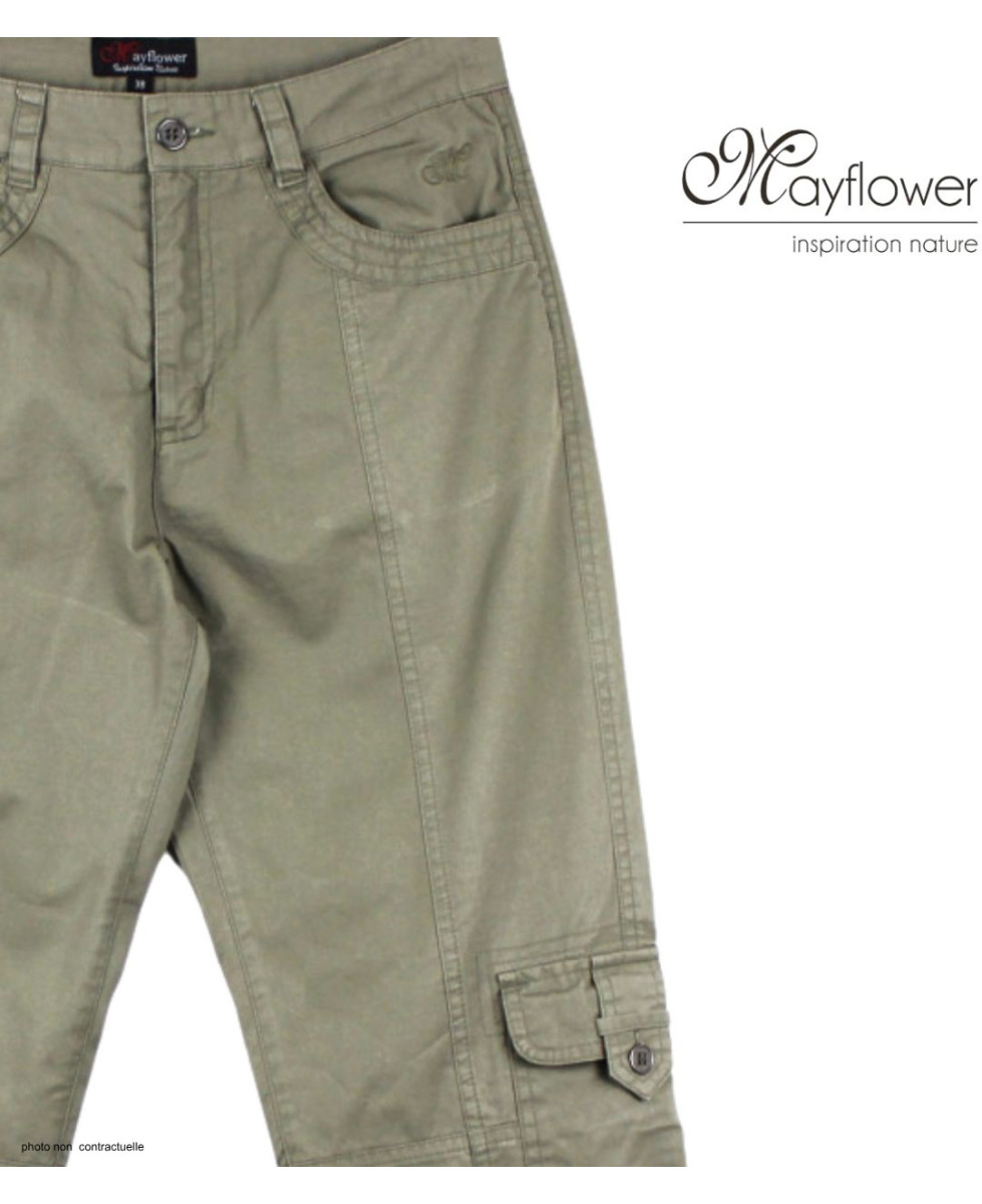 Pantacourt détente Femme MELINDA1 MAYFLOWER Kaki 100% Coton