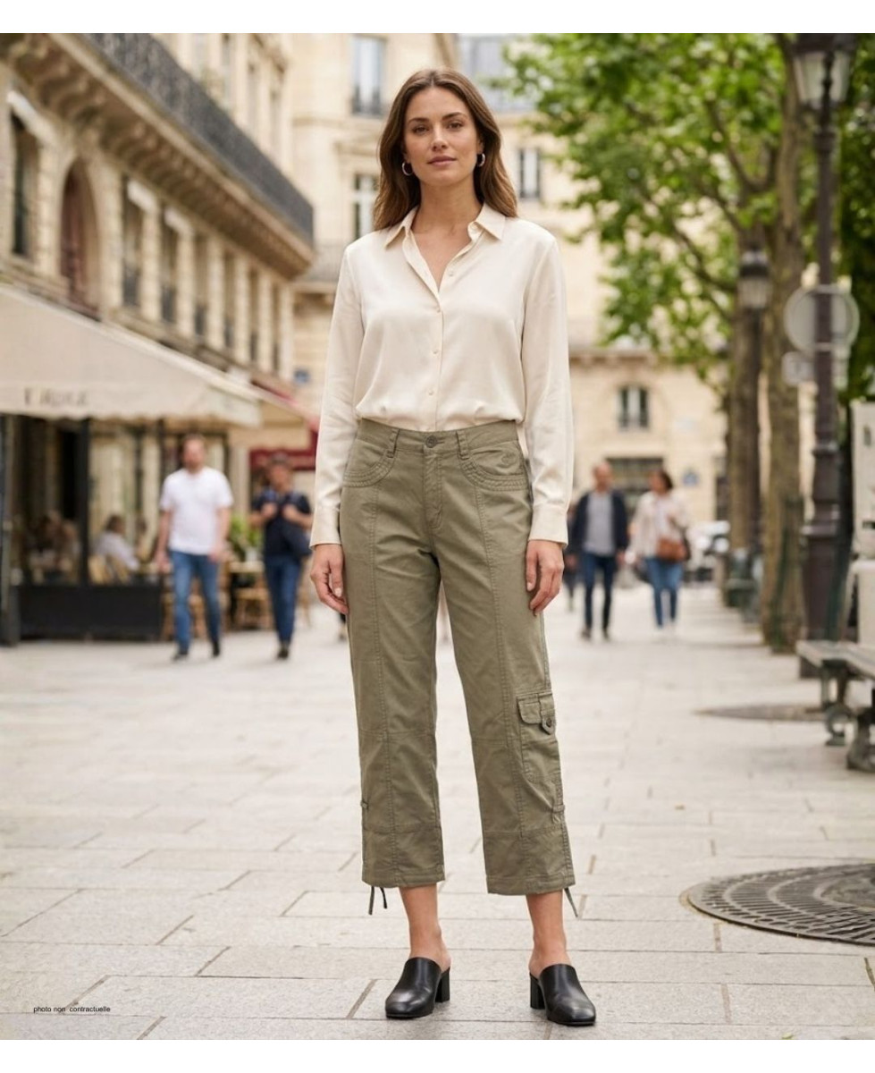 Pantacourt détente Femme MELINDA1 MAYFLOWER Kaki 100% Coton