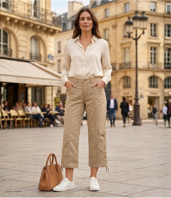 Pantacourt Femme MELINDA2 MAYFLOWER Beige - 100% Coton Confort