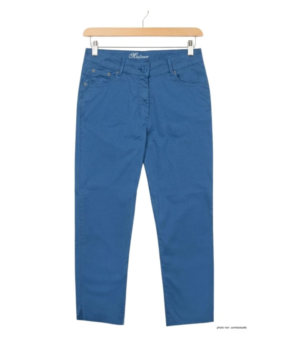 Pantacourt STRETCH Femme Bleu Indigo - Coton Extensible