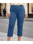 Pantacourt femme en tissu stretch bleu indigo coupe 5 poches modèle STRETCH.