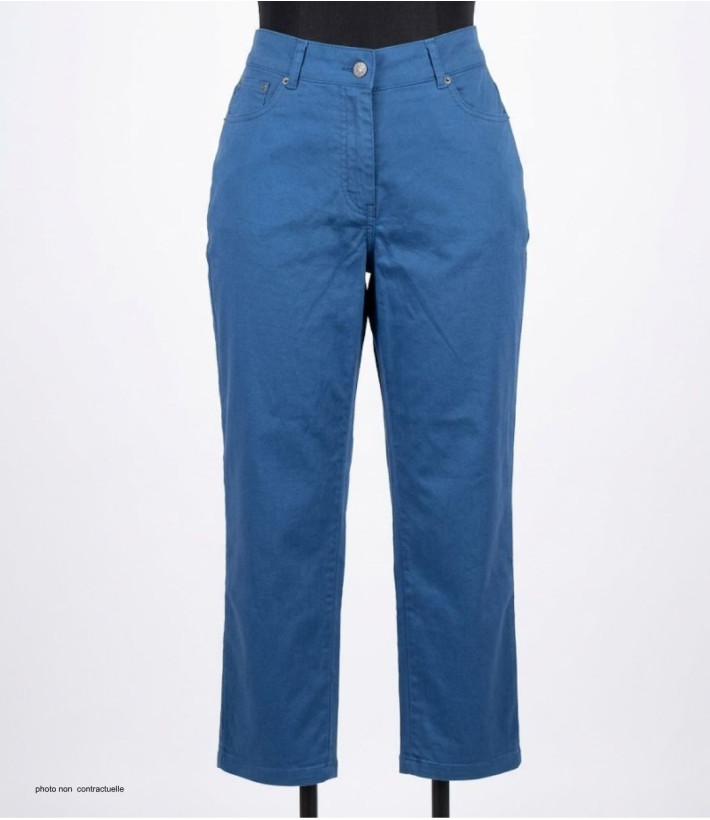 Pantacourt STRETCH Femme Bleu Indigo - Coton Extensible