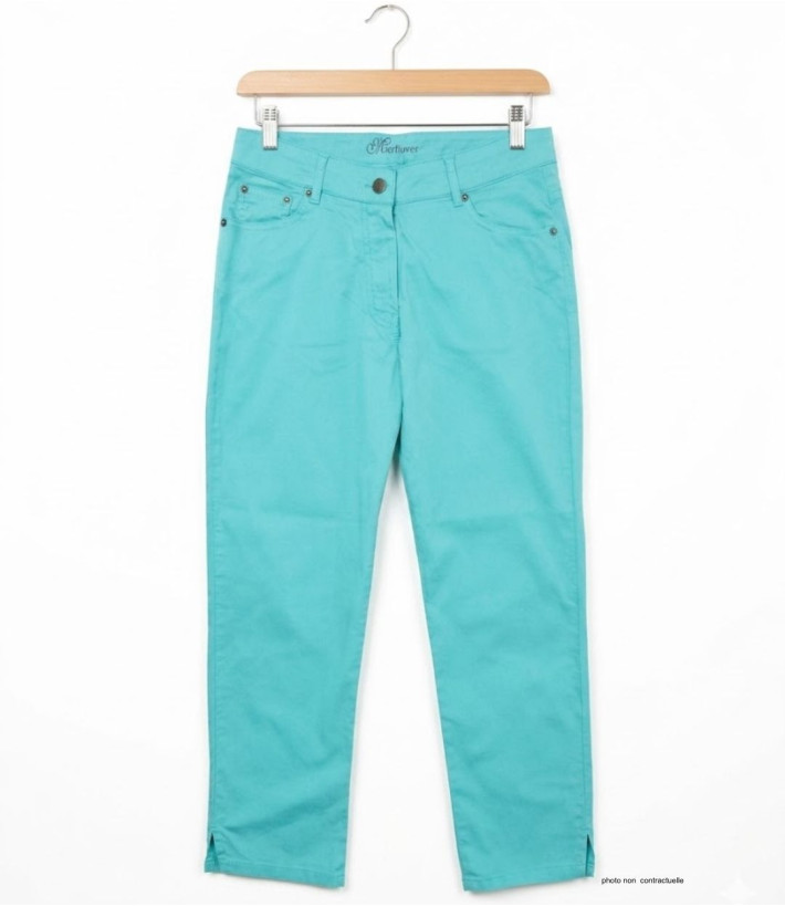 Pantacourt STRETCH Femme Vert Menthe - Coton Extensible