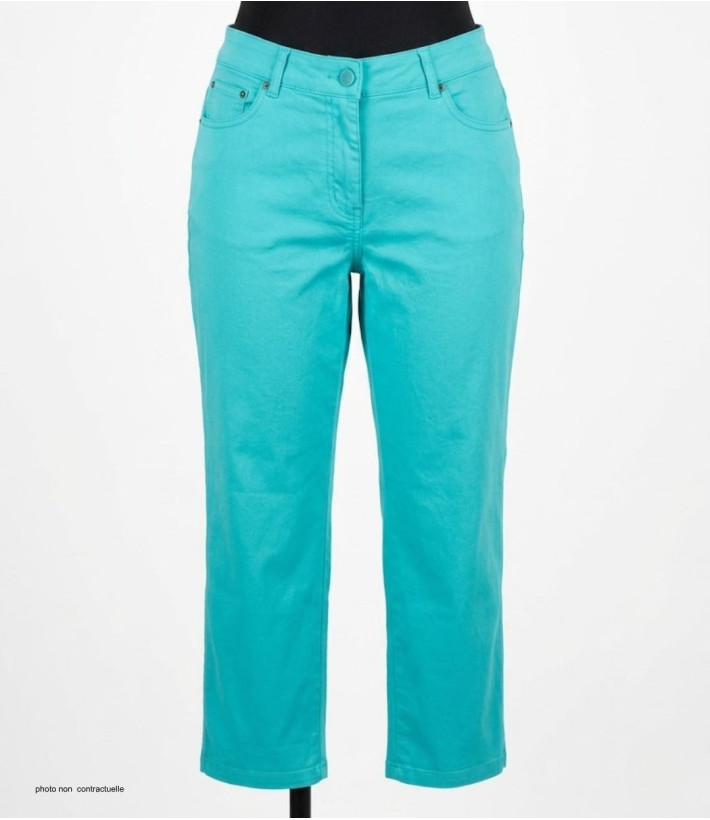 Pantacourt STRETCH Femme Vert Menthe - Coton Extensible