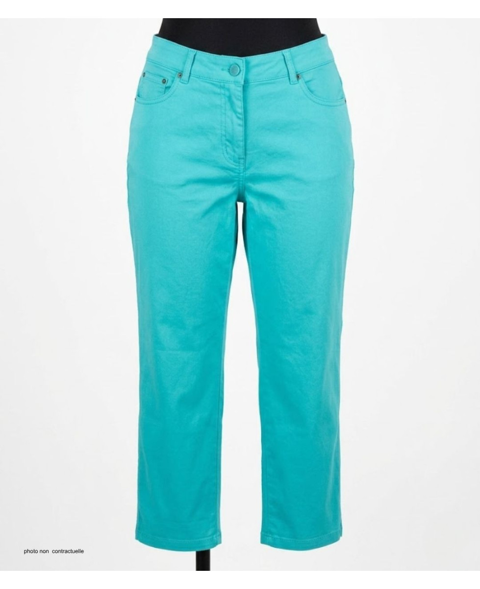 Pantacourt STRETCH Femme Vert Menthe - Coton Extensible