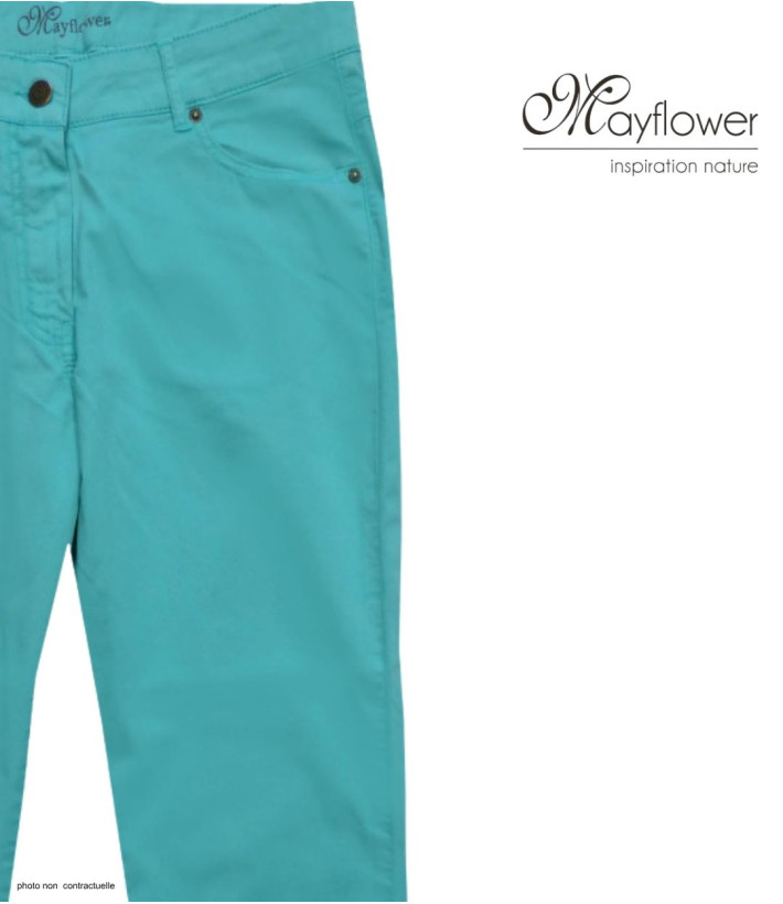 Pantacourt STRETCH Femme Vert Menthe - Coton Extensible
