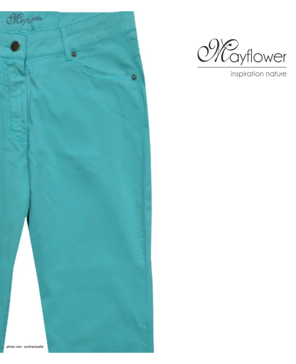 Pantacourt STRETCH Femme Vert Menthe - Coton Extensible