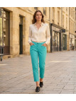 Pantacourt STRETCH Femme Vert Menthe - Coton Extensible