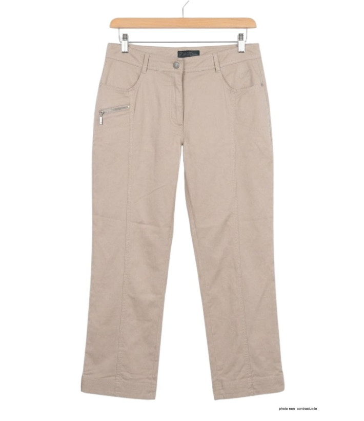 Pantacourt STRETCH Femme Beige - Coton & Zip Fantaisie