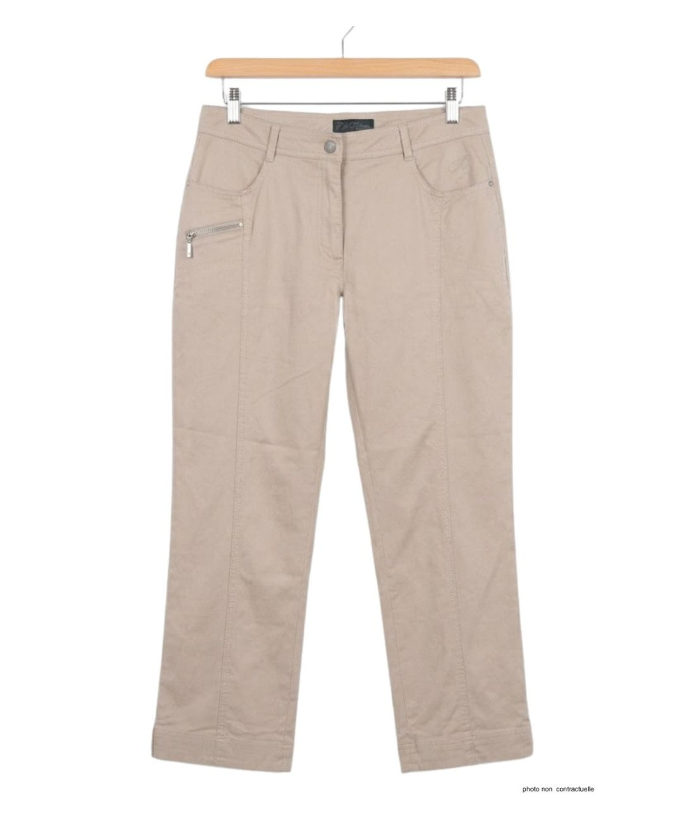 Pantacourt STRETCH Femme Beige - Coton & Zip Fantaisie