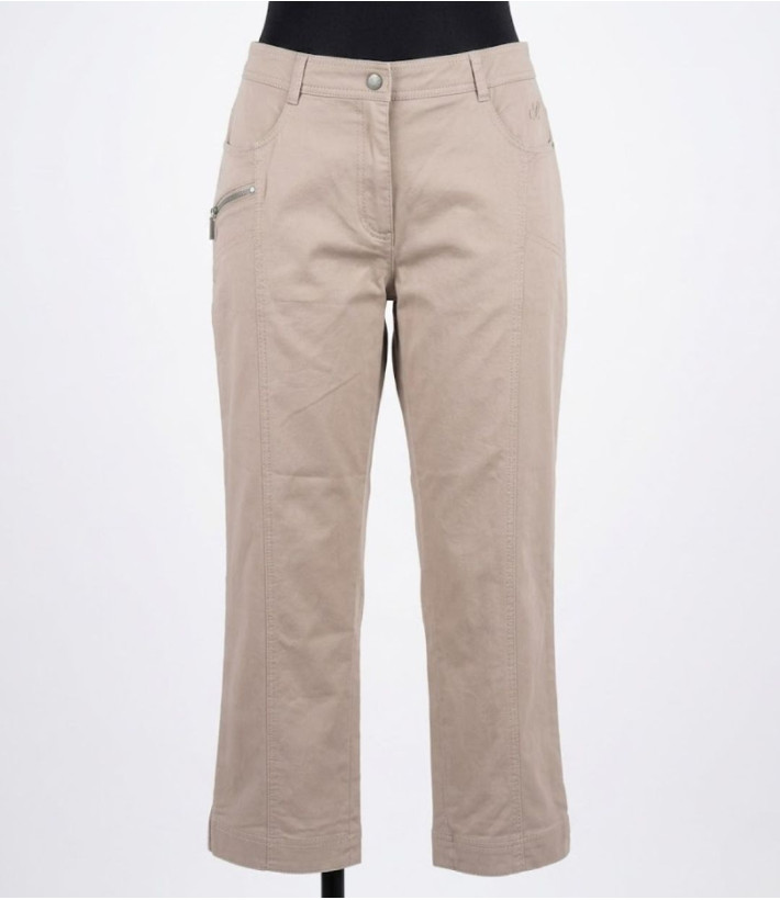Pantacourt STRETCH Femme Beige - Coton & Zip Fantaisie