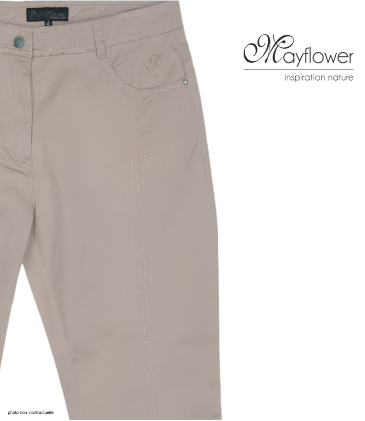 Pantacourt STRETCH Femme Beige - Coton & Zip Fantaisie